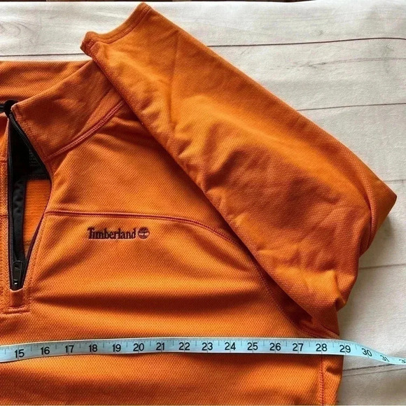 Timberland Mens 3XL 1/4 Zip Heavyweight Orange Sweatshirt Y2K - Picture 7 of 10